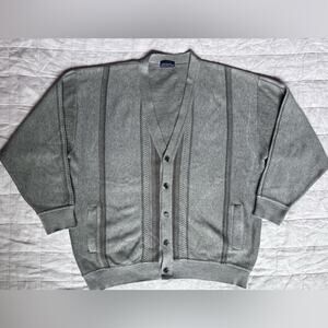 Vintage Cooper Grey Wool Blend V Neck Buttoned Cardigan Academia Grandpacore-XL